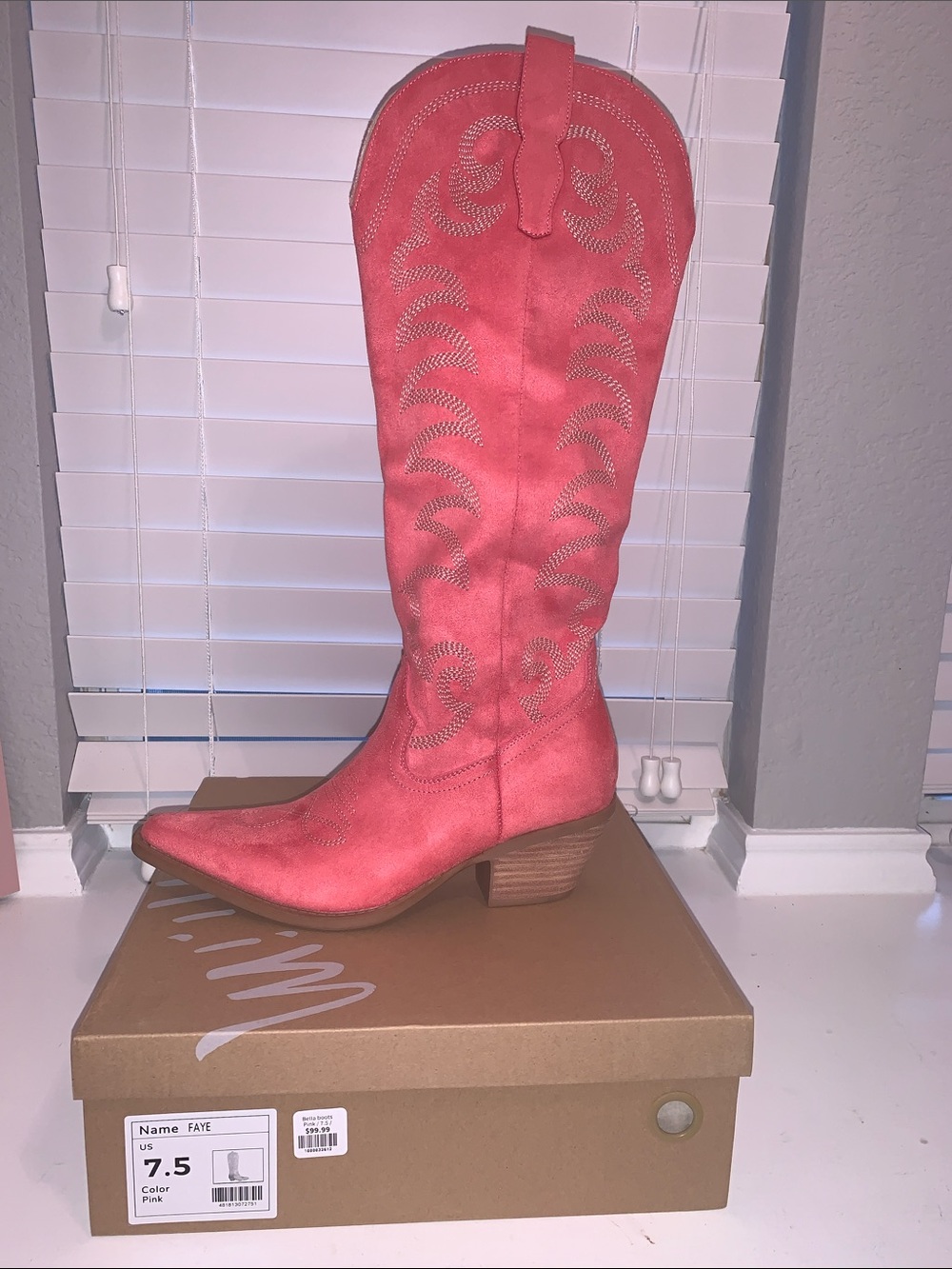 Miim Faye Pink Women's Western Boot 7.5 Cowgirl Country shoes